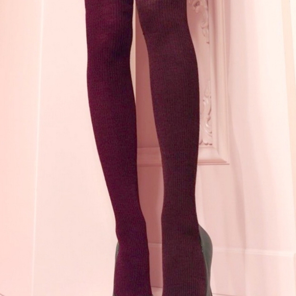 Ladies one pair Dora ribbed wool over the knee socks Brown - Picture 2 of 2